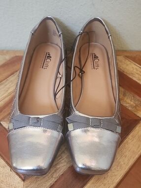 Cliffs by WHITE MOUNTAIN Metallic Silver Square-Toe Ballet Flats